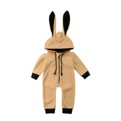 

CA Newborn Baby Boys Bunny Ear Bodysuit Outfit Costume Romper Fleece Clothes