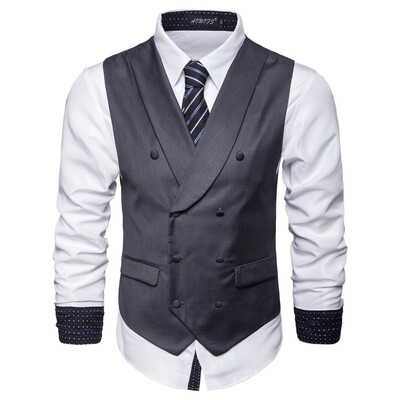 

AOWOFS2018 autumn new mens solid color vest business casual small vest S-5XL MJ003