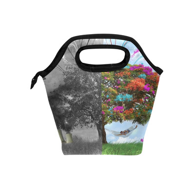 

Insulated Lunch Tote Bag Magic Tree Travel Picnic Lunch Handbags Portable Zipper Lunch Bag Box