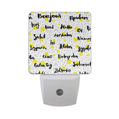 

ALAZA LED Night Light With Smart Dusk To Dawn SensorHello Pattern Diamonds Background Plug In Night Light