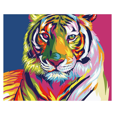 

UpperX DIY Digital Oil Painting Color Tiger Wall Decor Picture On Canvas Oil Paint Coloring Drawing Animals