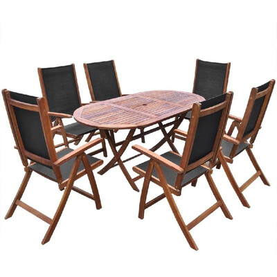 

Outdoor Dining Set 7 Pieces Acacia Wood Folding