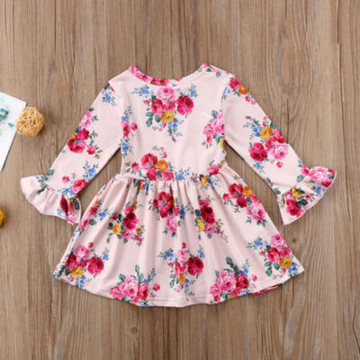 

Pretty Toddler Kids Baby Girl Floral Pink Skirt Long Sleeve Princess Party Dress