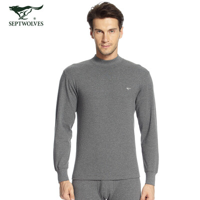 

Seven wolves Qiuyi Qiuku mens cotton high collar windproof neck winter middle-aged thin mens thermal underwear set 08003 Navy 3XL
