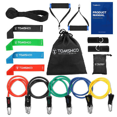 

TOMSHOO 17Pcs Resistance Bands Set Workout Fintess Exercise Rehab Bands Loop Bands Tube Bands Door Anchor Ankle Straps Cushioned H