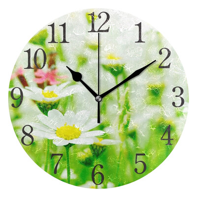 

Wall Clock Arabic Numerals Design Beautiful Flower Round