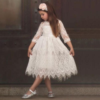 

Kids Baby Girl Princess Lace Tulle Party Evening Bridesmaid Pageant Formal Dress