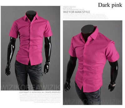 

New 2015 Summer British Shirt Mens Slim Fit Man Short Sleeve Shirts Men's Clothing Slim Casual shirts 17 Coloe 5 Size