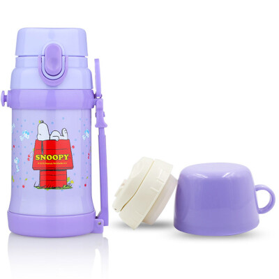 

Jingdong Supermarket Snoopy SNOOPY Insulation Cup Children&39s Double Cover Strap Cute Cartoon Cup Blue 500ML