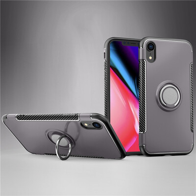 

Fecoprior Back Cover For iPhone XR iPhoneXR Case Car Holder Stand Hard PC Silicon Ring Suction Bracket Celulars