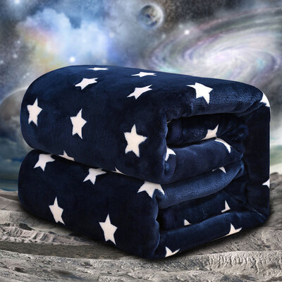 

Yalu·Freedom Blanket Home Textile Spring&Autumn Thicken Flannel Blanket Napping Air Conditioning Blanket Towel Covered Blanket 150200cm Blue Star