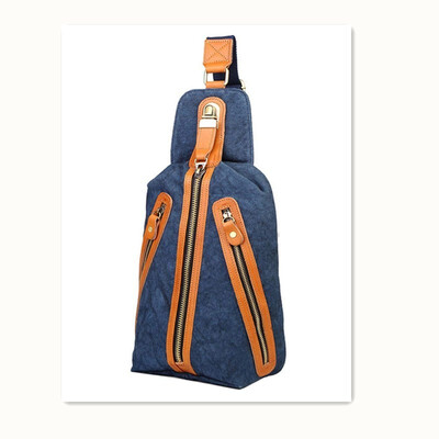 

Casual mens 3 zipper chest bag canvas chest bag