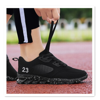 

Korean version of the versatile student increased casual running shoes breathable mesh shoes black sports shoes womens non-slip r