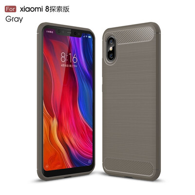 

Fivice Xiaomi Mi 8 Exploratory Edition case Luxury brushed carbon fiber TPU soft shell