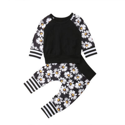 

Newborn Baby Boy Girls Clothes Floral Tops T-shirt Long Pants 2pcs Outfits Set