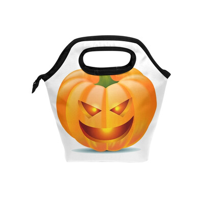 

Lunch Bag Expression Pumkin Tote Travel Picnic Insulated Handbags Portable Zipper Lunch Bag Box