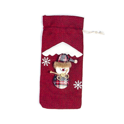 

Christmas Wine Bottle Cover Bag Santa Claus Snowman Champagne Wrap Clothes for Table Holiday Decorations Gift