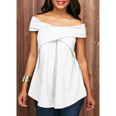 

US Womens Sexy Summer Off Shoulder Tops Casual Party Shirt Cotton T-shirt Blouse