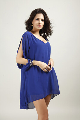 

Buenos Ninos Fashion Women's Clothing Chiffon Loose A-line Dress Mini V-neck