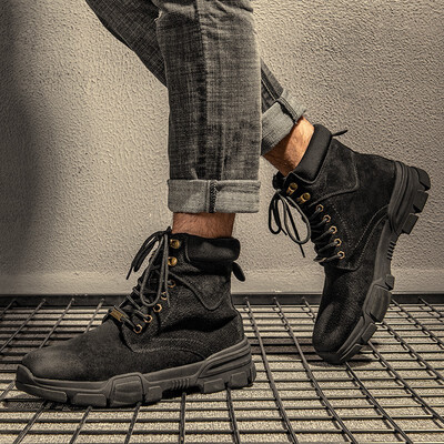 

Novel Teez Autumn mens high shoes desert short boots mens leather trend tooling military boots wild England Martin boots men