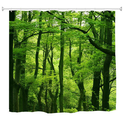 

Green Forest Water-Proof Polyester 3D Printing Bathroom Shower Curtain