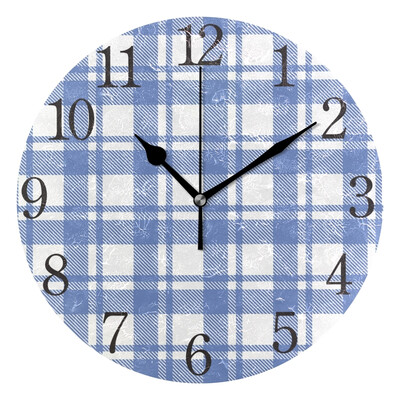 

Wall Clock Blue Lattice Round Wall Clock Arabic Numerals Design