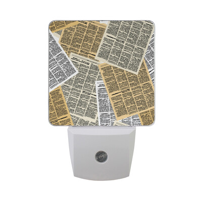 

ALAZA LED Night Light With Smart Dusk To Dawn SensorNewspaper Words Background1 Plug In Night Light