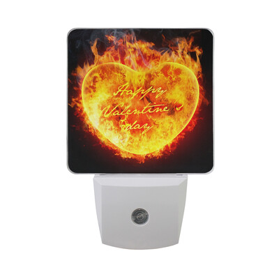 

ALAZA ValentinesDay LED Night Light With Smart Dusk To Dawn SensorHeart Of Fire Burning Love Plug In Night Light