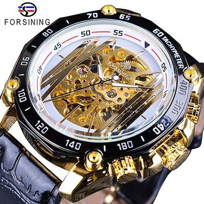 

Forsining Big Dial Steampunk Design Luxury Golden Gear Movement Men Creative Openwork Watches Automatic Mechanical Wrist Watches