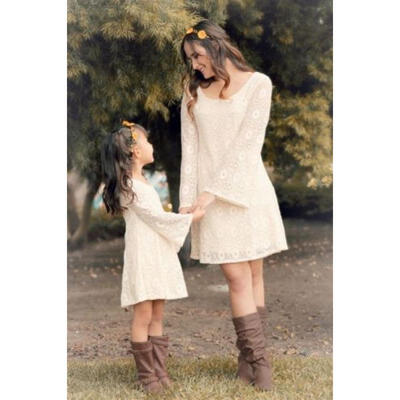 

USA Stock Family Matching Dresses Mother & Daughter Women Girls Party Lace Dress