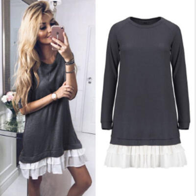 

Sexy Womens Plus Size Long T-shirt Ladies Casual Party Mini Dress Blouse Tops
