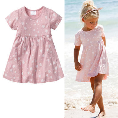 

Kids Infant Baby Girls Love Heart 100 Cotton Princess Party Dress Beach Dresses