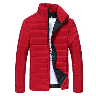 

Winter Stand Collar Cotton Blends Plain Long Sleeve Zipper Mens Coats