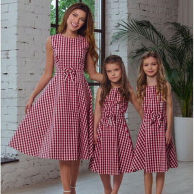 

Family Matching Outfits Mother&Daughter Clothes dress Baby Girl Plaid Shirt
