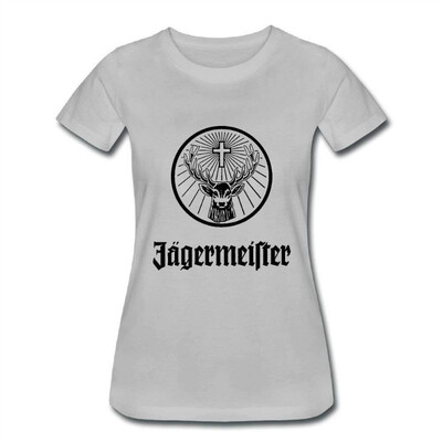

Ronald M Richardson Womens Summer Fashion Cool Jagermeister Logo T-Shirt Tee Gray