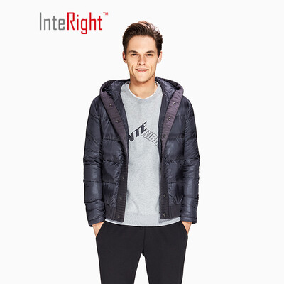 

INTERIGHT Mens Down Jacket Knitted Threshold Hooded Casual Down Jacket Gray Blue