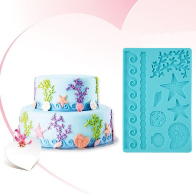 

Seashell Conch Wave Star Fondant Cake Embossing Mould Decor Silicone Mold