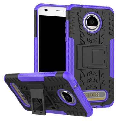 

Fivice Motorola Moto Z2 Play Case TPU anti-fall tire pattern back clip bracket phone case