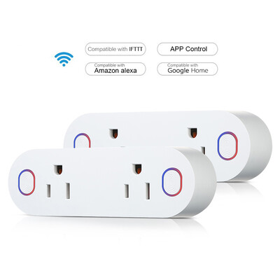 

Pack of 2 Mini 2 in 1 Smart Plug Socket Wireless APP Remote Control Power Socket Outlet Support Energy Monitor Timing Switch Compa