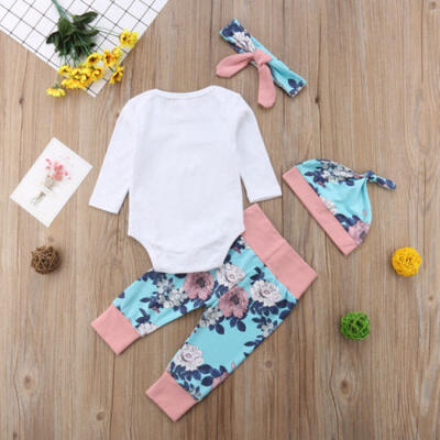 

Autumn Newborn Infant Baby Girls Floral Romper Tops Pants Outfits Clothes 4Pcs