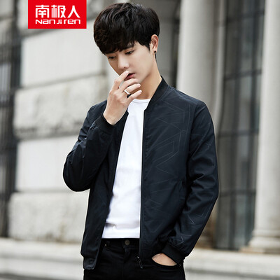 

Anjiji Nanjiren jacket mens jacket jacket Korean version of the Slim sports baseball uniform NJR9991 black M code