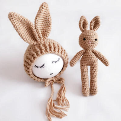 

Crochet Newborn Photography Boys Girls Knit Bear Hat Costume Baby Photo Outfits