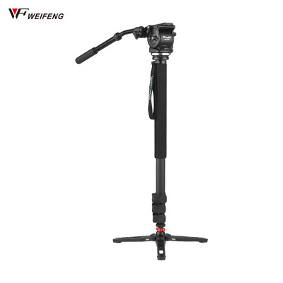 

WEIFENG WF-C500S 74" Lightweight Carbon Fiber Monopod Unipod with Feet Stand Hydraulic Damping Pan Tilt Head Max Load 11Lbs for D