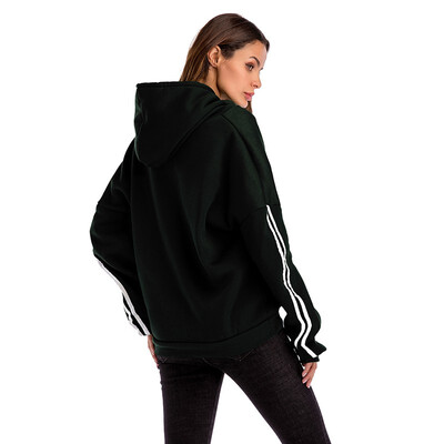 

Winter new bat hooded pullover pocket plus velvet padded sweater women