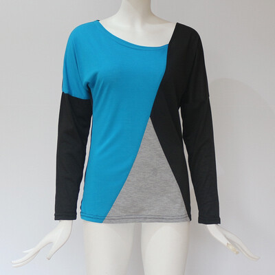 

2018 Women Autumn Casual Round Neck Long Sleeve Blouses Ladies Fashion Loose Sexy T-shirt Splice Contrast Color Tops Cotton Slim F