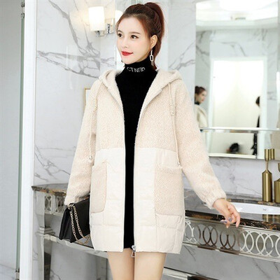 

Down jacket female long section 2018 winter new womens fashion stitching imitation water jacket