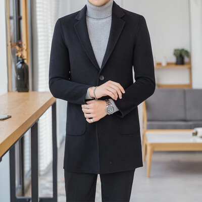 

Autumn&winter mens long section handmade double-faced wool coat