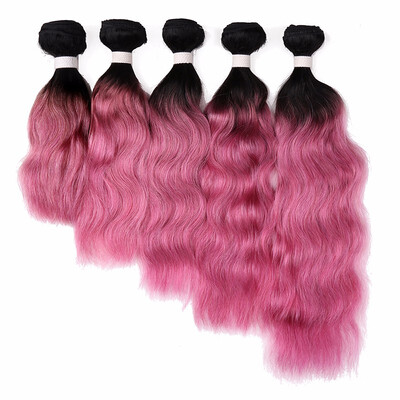 

Brazilian Virgin Hair Natural Wave Ombre Hair Extensions 4Pcslot Brazilian Hair Weave Bundles Soft Ombre Human Hair OTPink