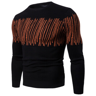 

AOWOFS new foreign trade mens sweater round neck pullover sweater sweater bottoming shirt YM002