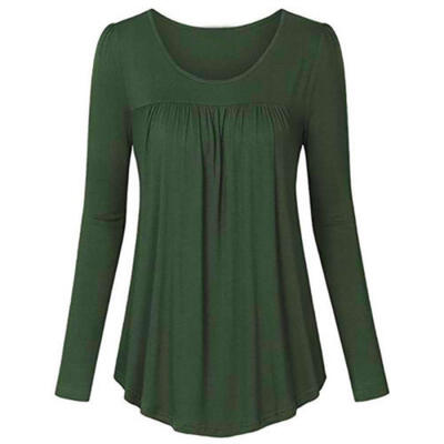 

Womens Loose Long Sleeve Plain Casual Blouse Shirt Tunic Tops Fashion Blouse US